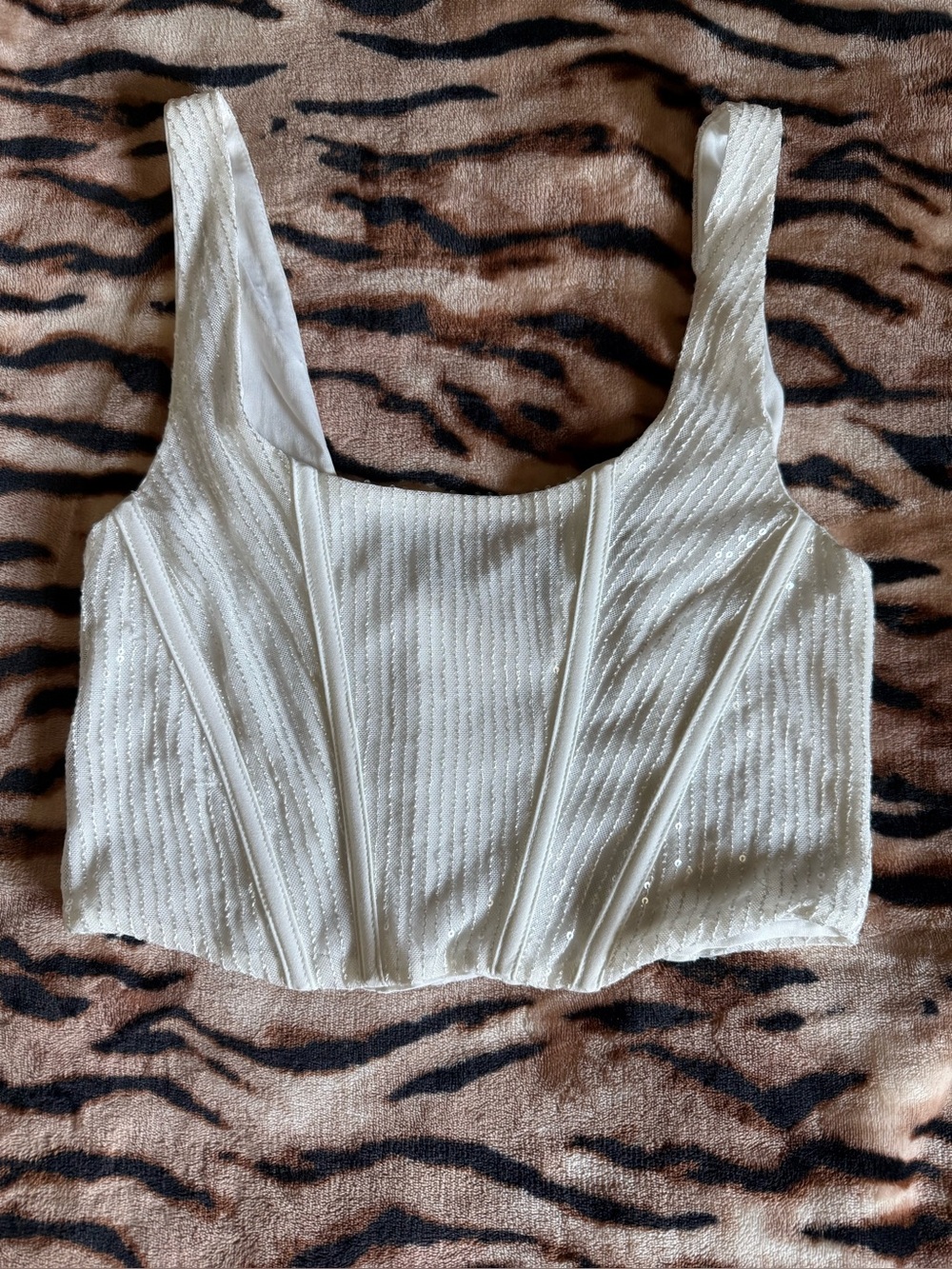Windsor White sequins Crop Top